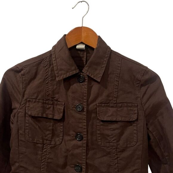 J. Crew brown cotton & linen blend coat. Size xs - Picture 2 of 7